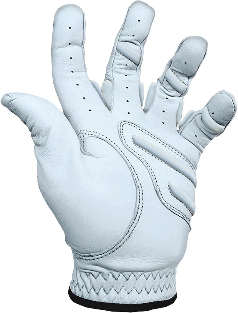 MONKEY GRIP Golf Glove Bearing Capacity Non Slip No Slice pad Premium Leather Power Pad Left Hand, MAN-Small, White - Image 1